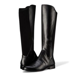 NIB Franco Sarto Women's L-Maleni Black Leather and Fabric Stretch Boot -Size 7M